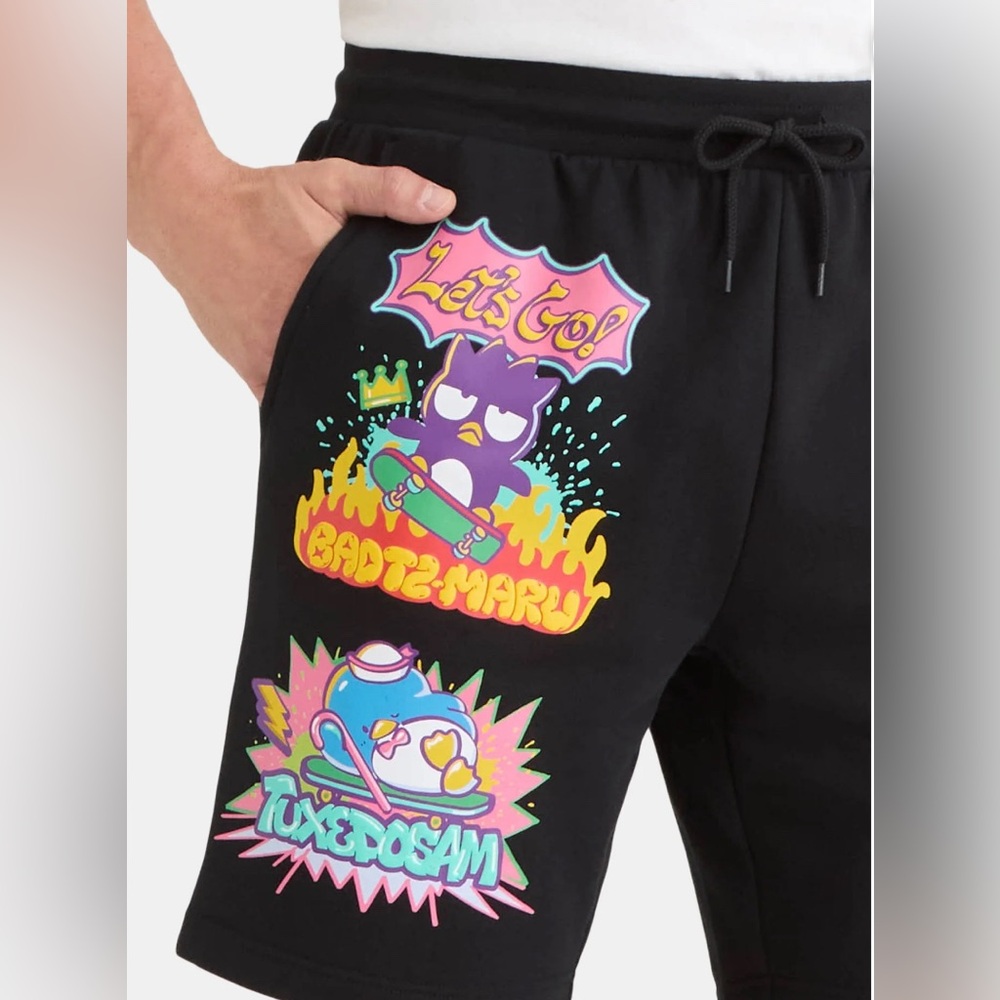 New! Men’s Hello Kitty and Friends Graphic Black Shorts - Picture 3 of 9